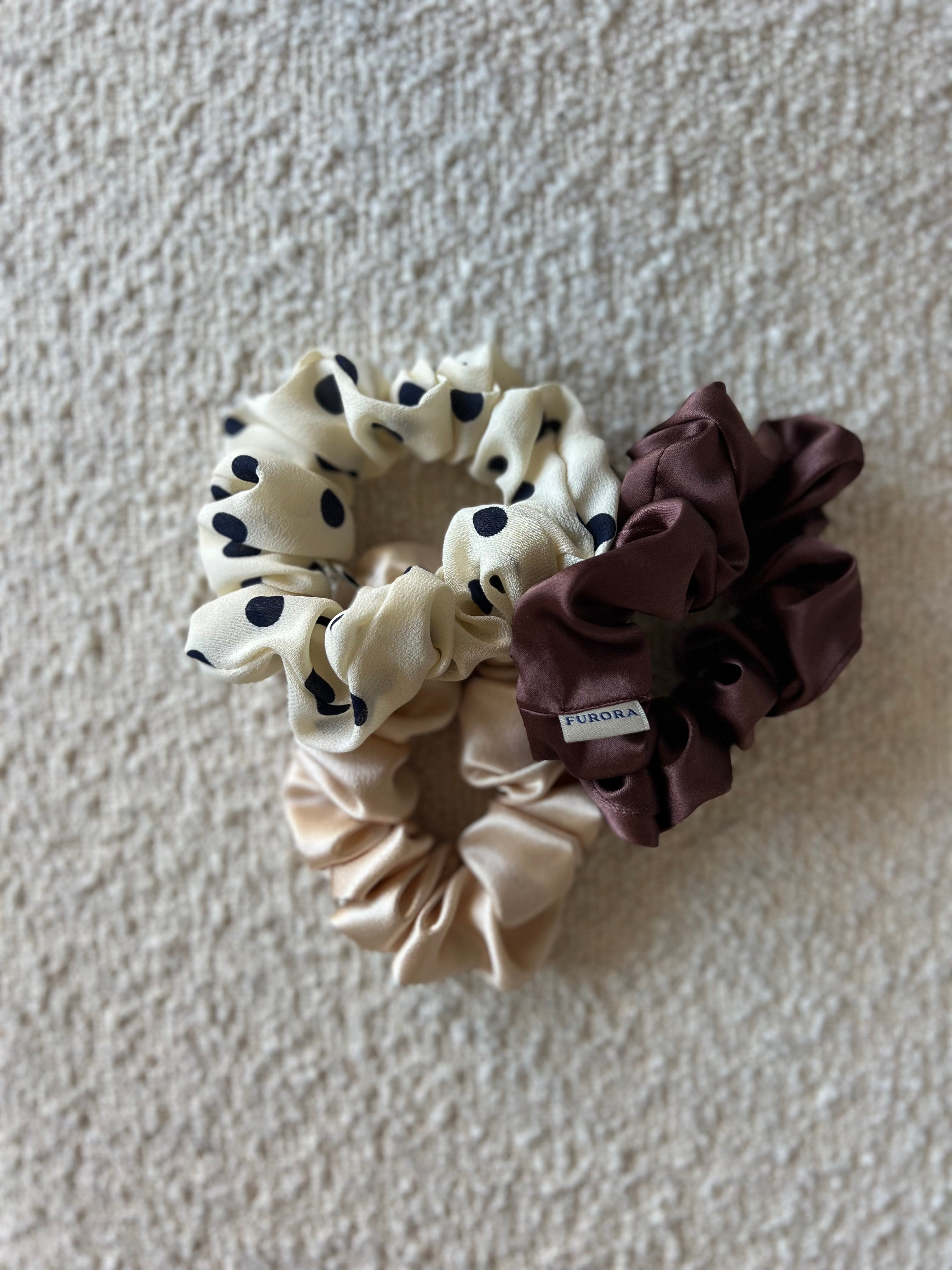 Trio jedwabnych scrunchie