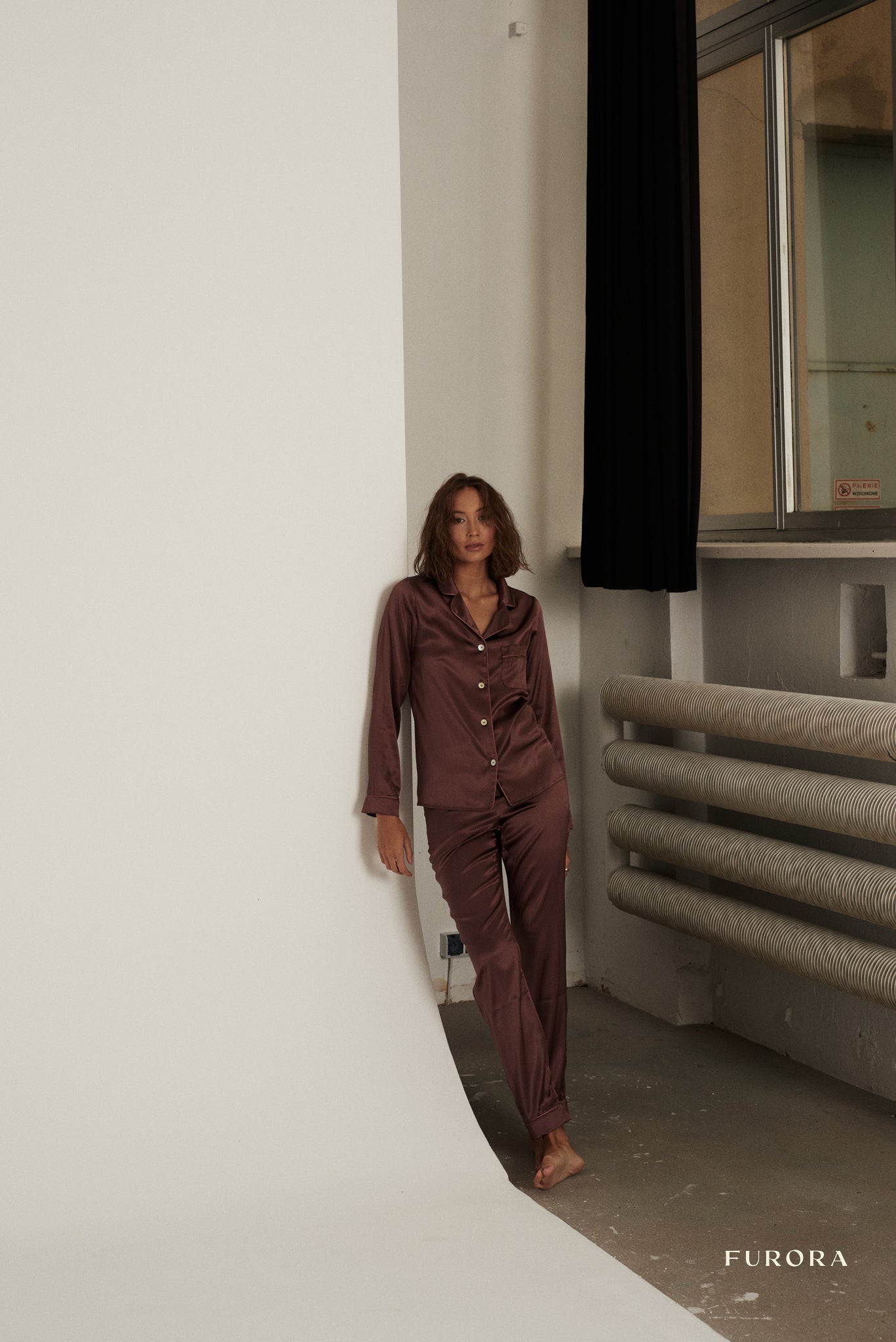 Jedwabna Piżama Aurora Marron