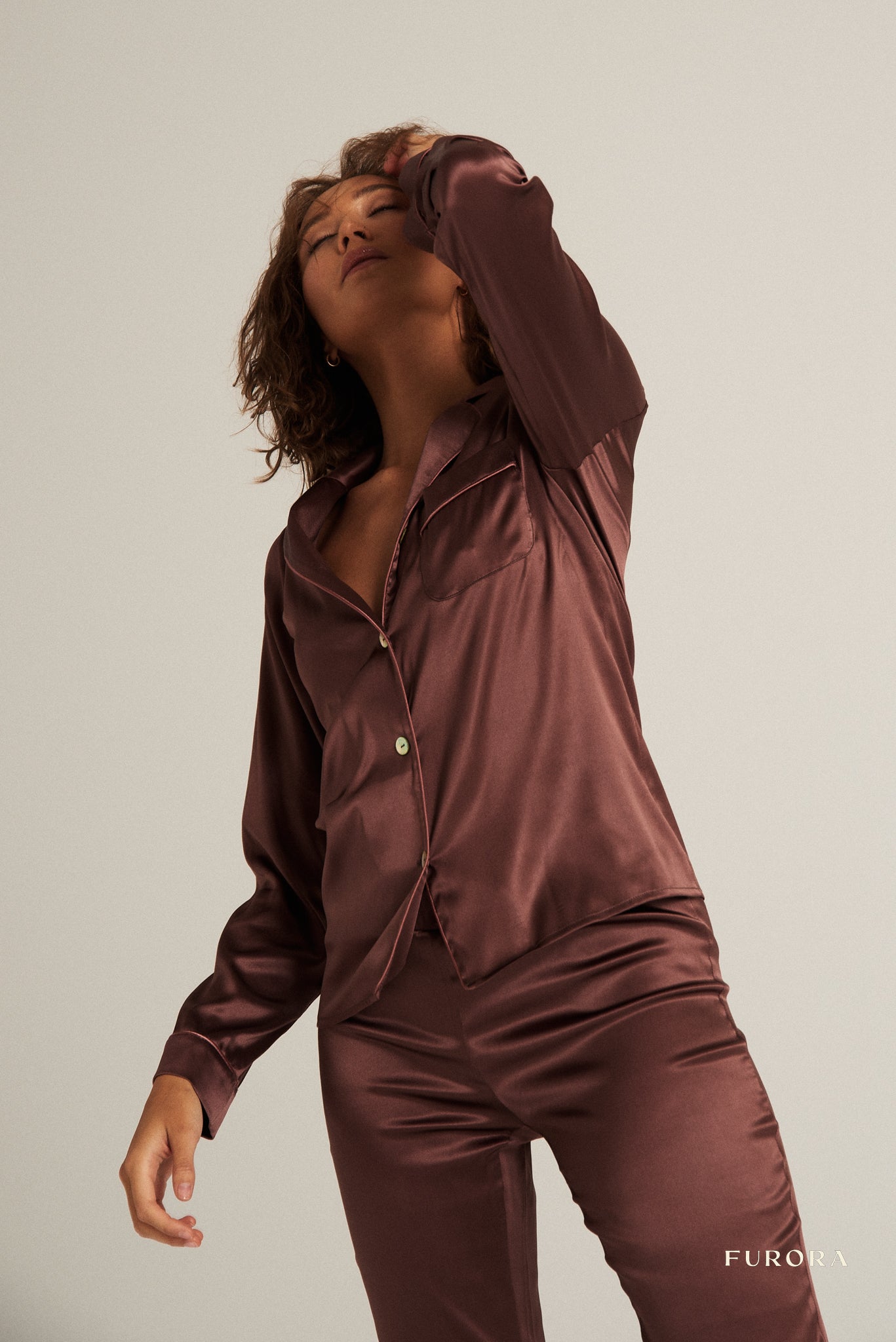 Jedwabna Piżama Aurora Marron