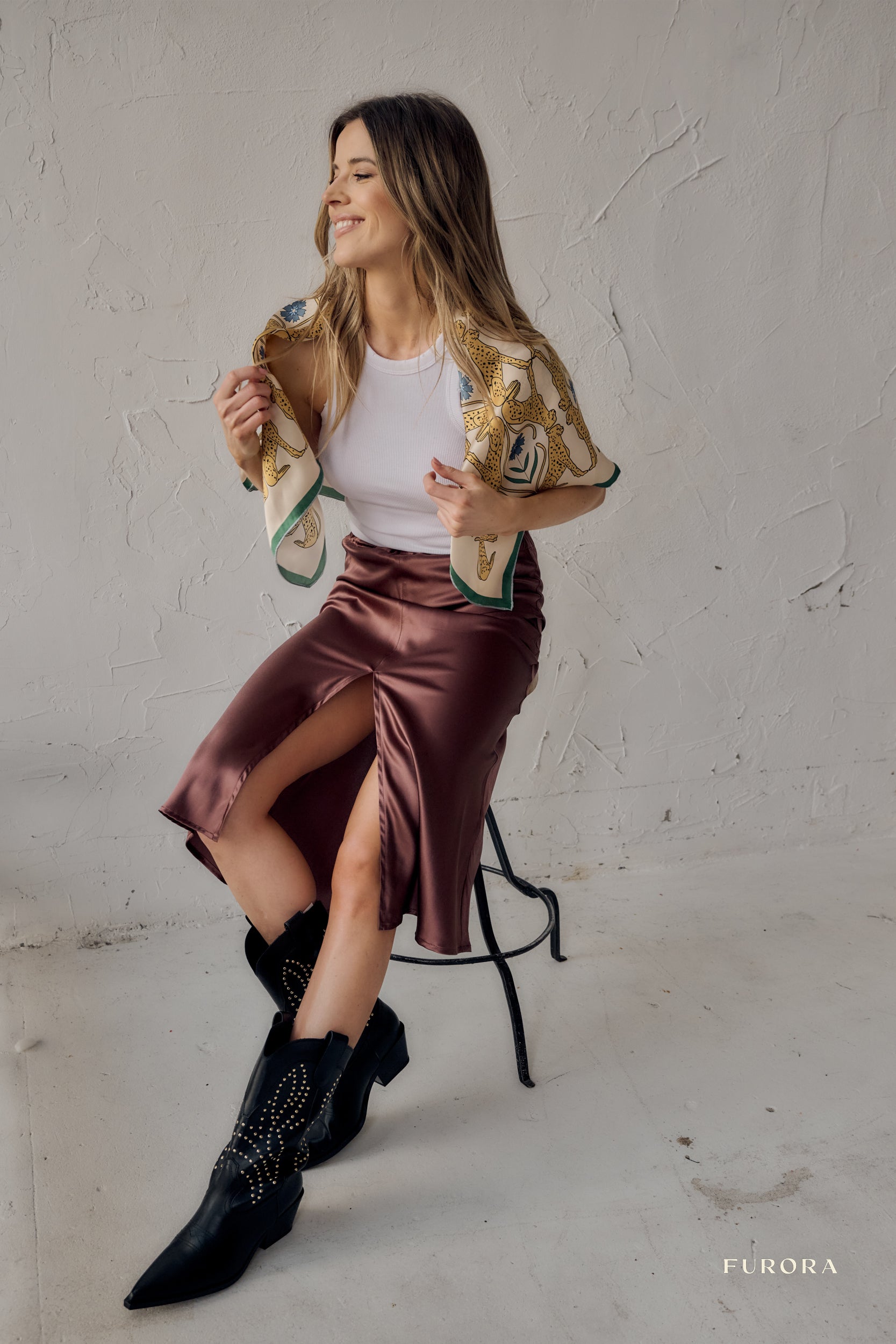 Jedwabna Spódnica Claire Marron