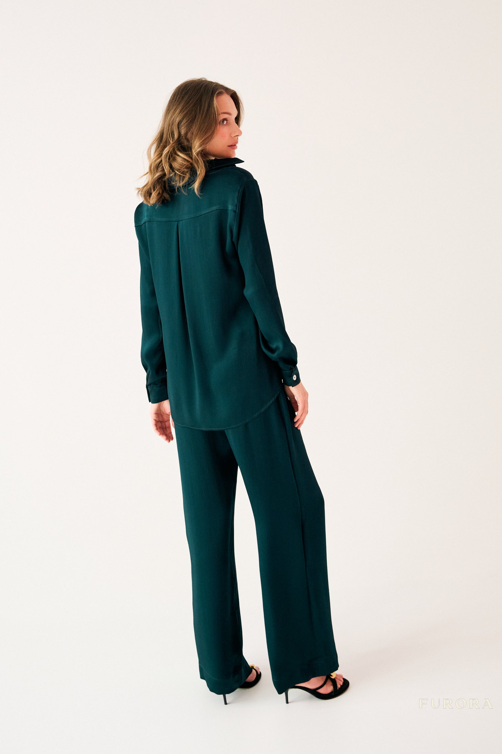 Jedwabne Spodnie Renée Emeraude