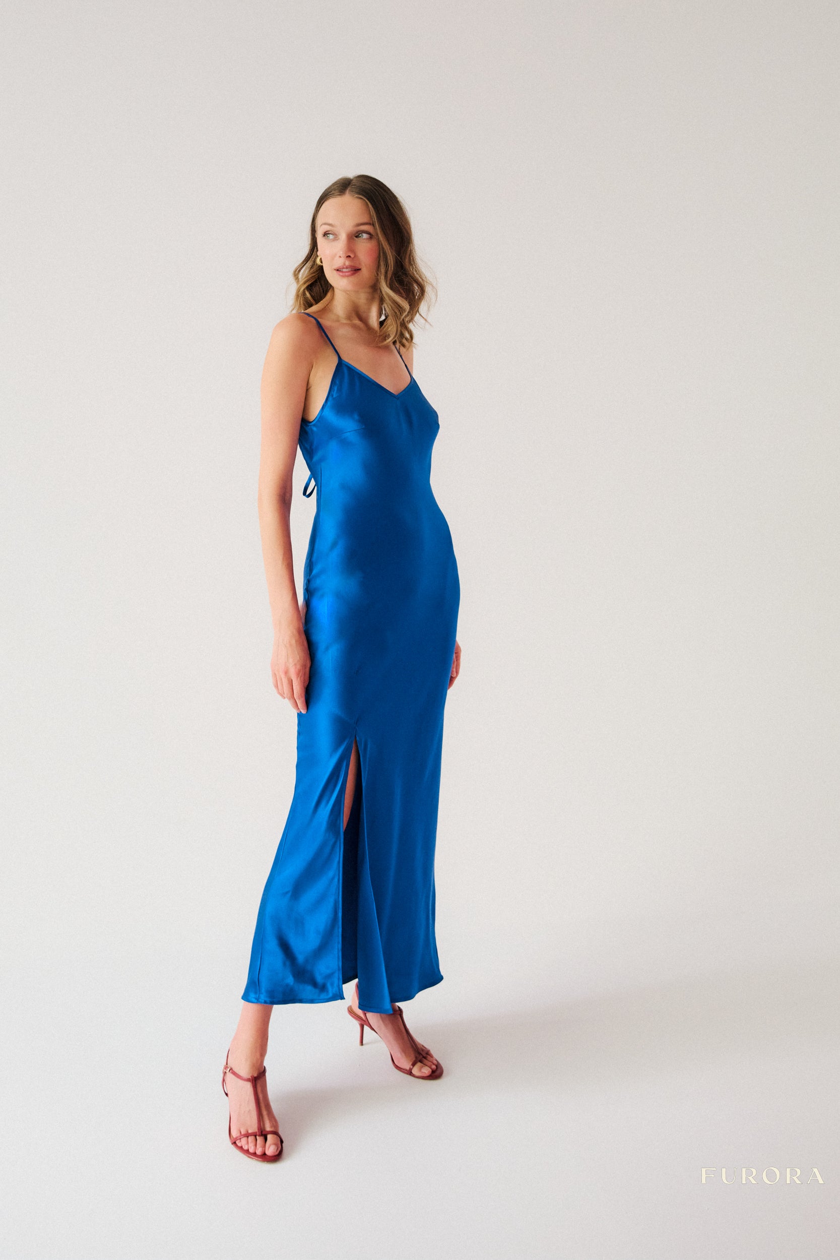 Jedwabna Sukienka Daphné Marine Bleu