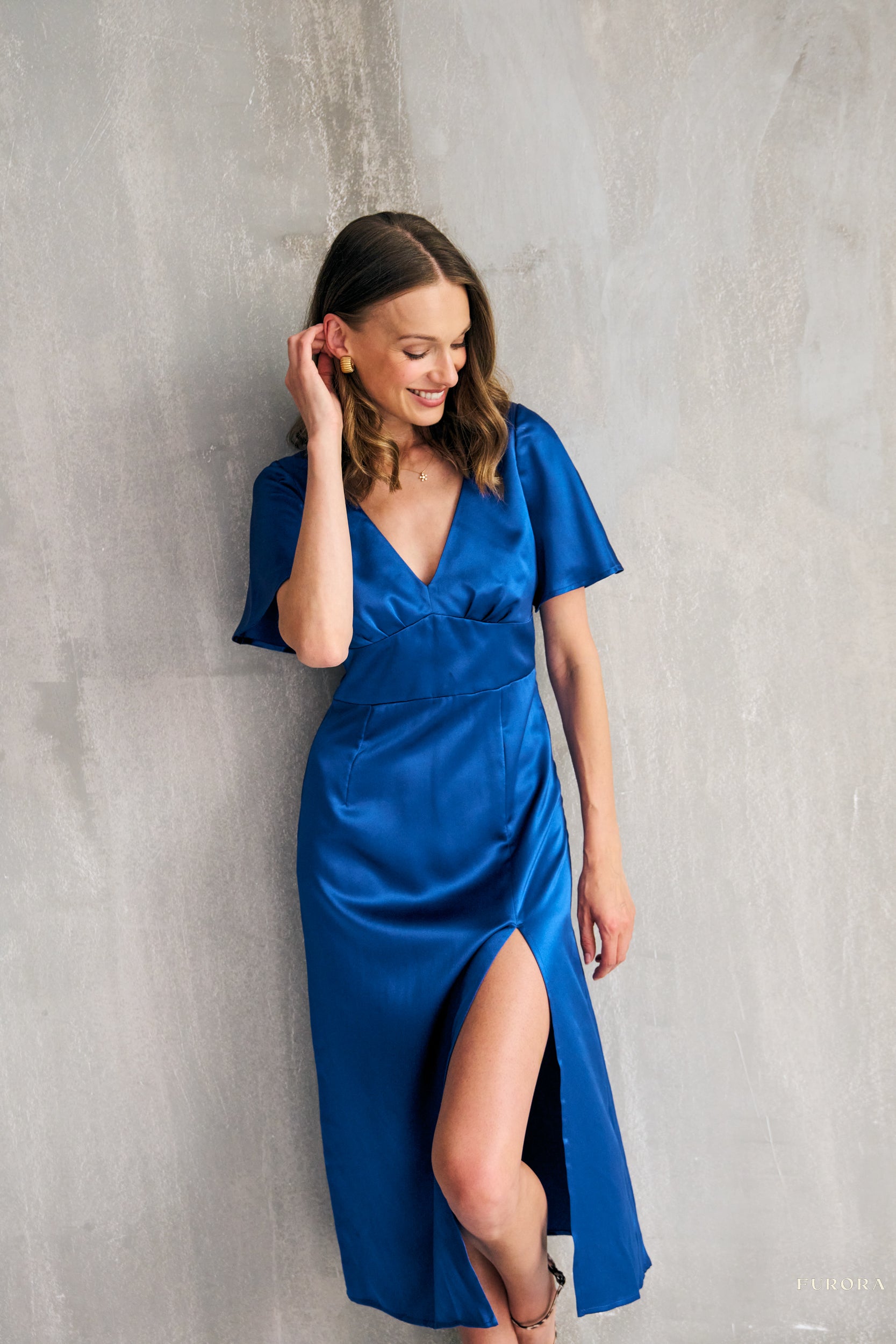 Jedwabna Sukienka Françoise Marine Bleu