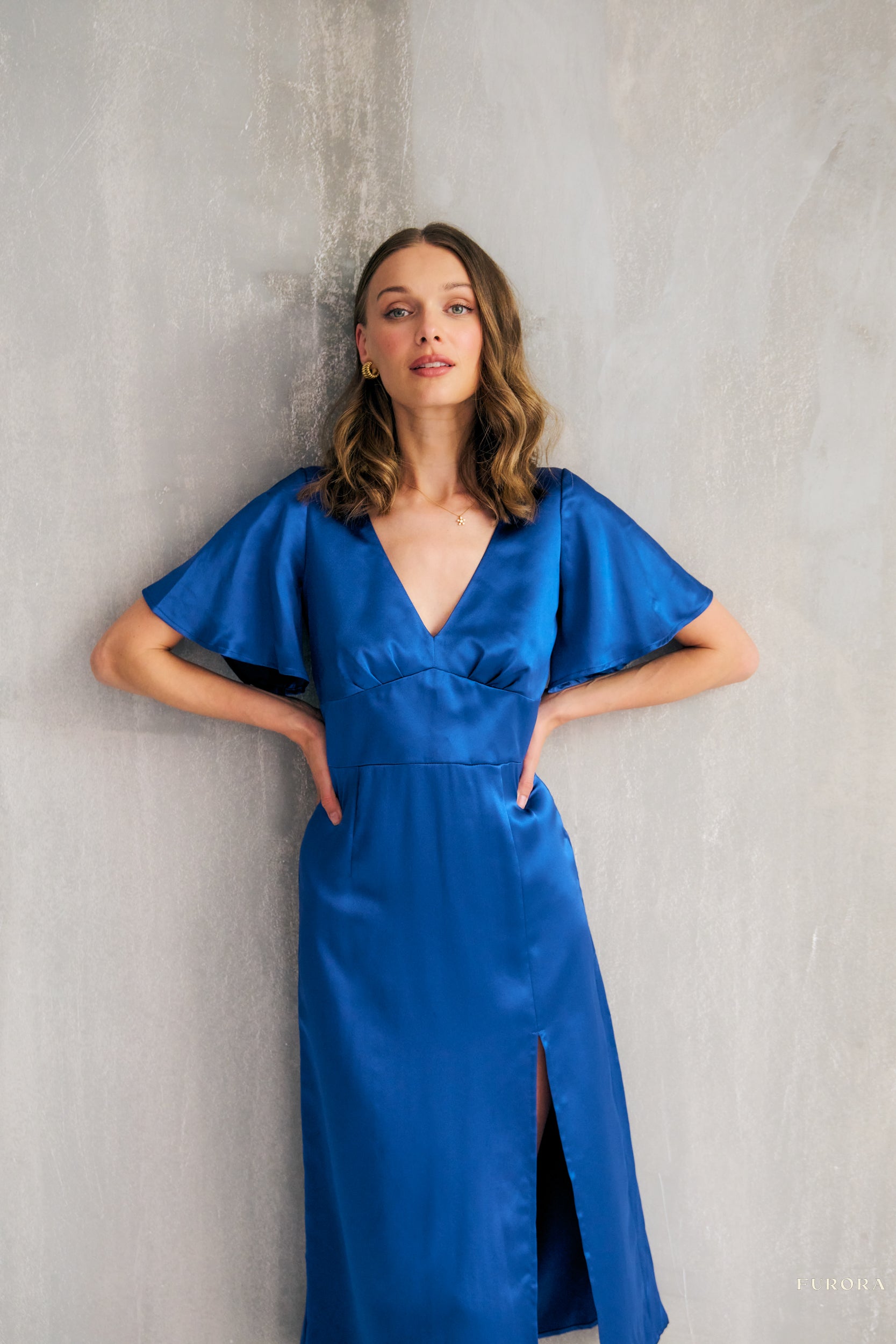 Jedwabna Sukienka Françoise Marine Bleu
