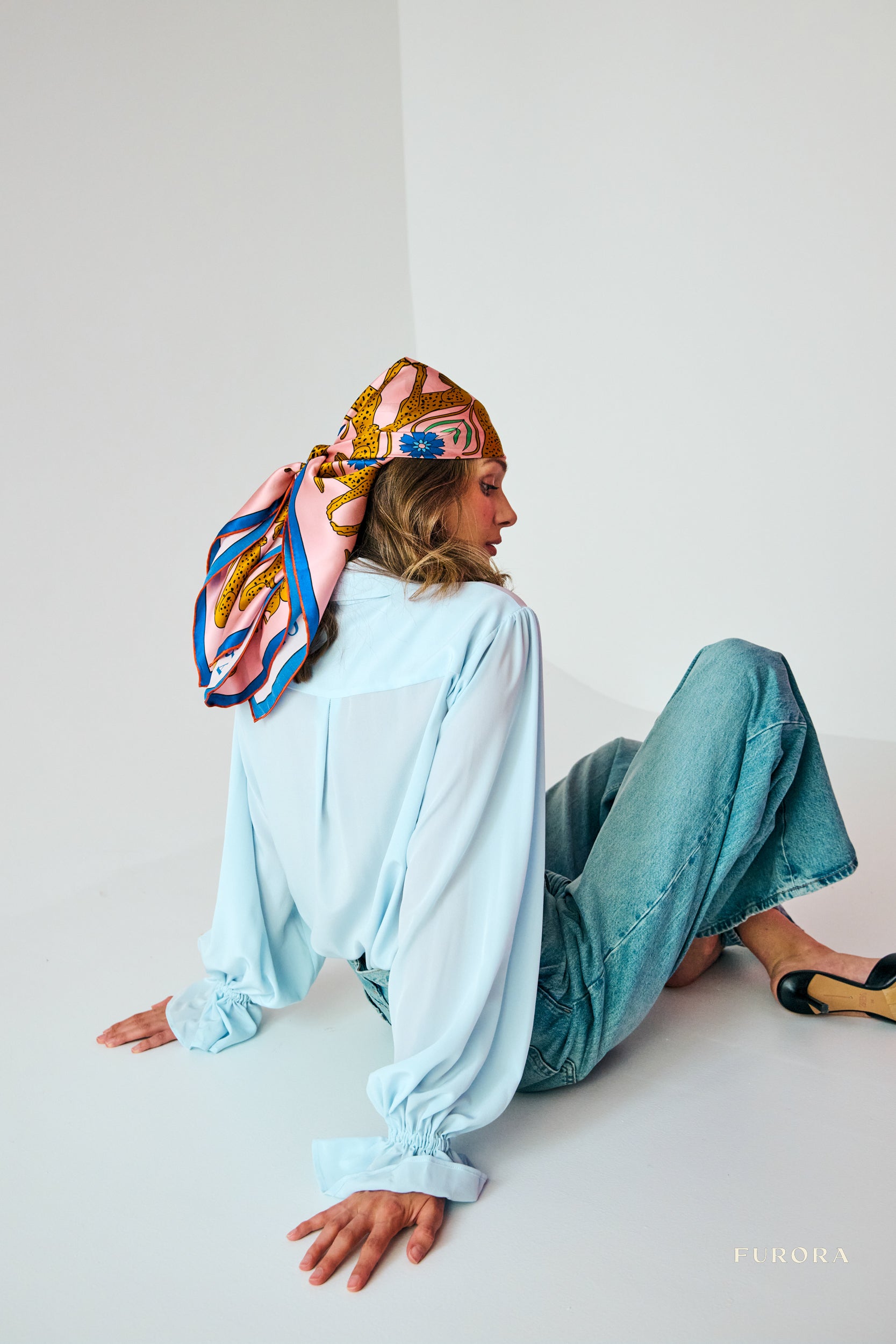 Iris silk scarf