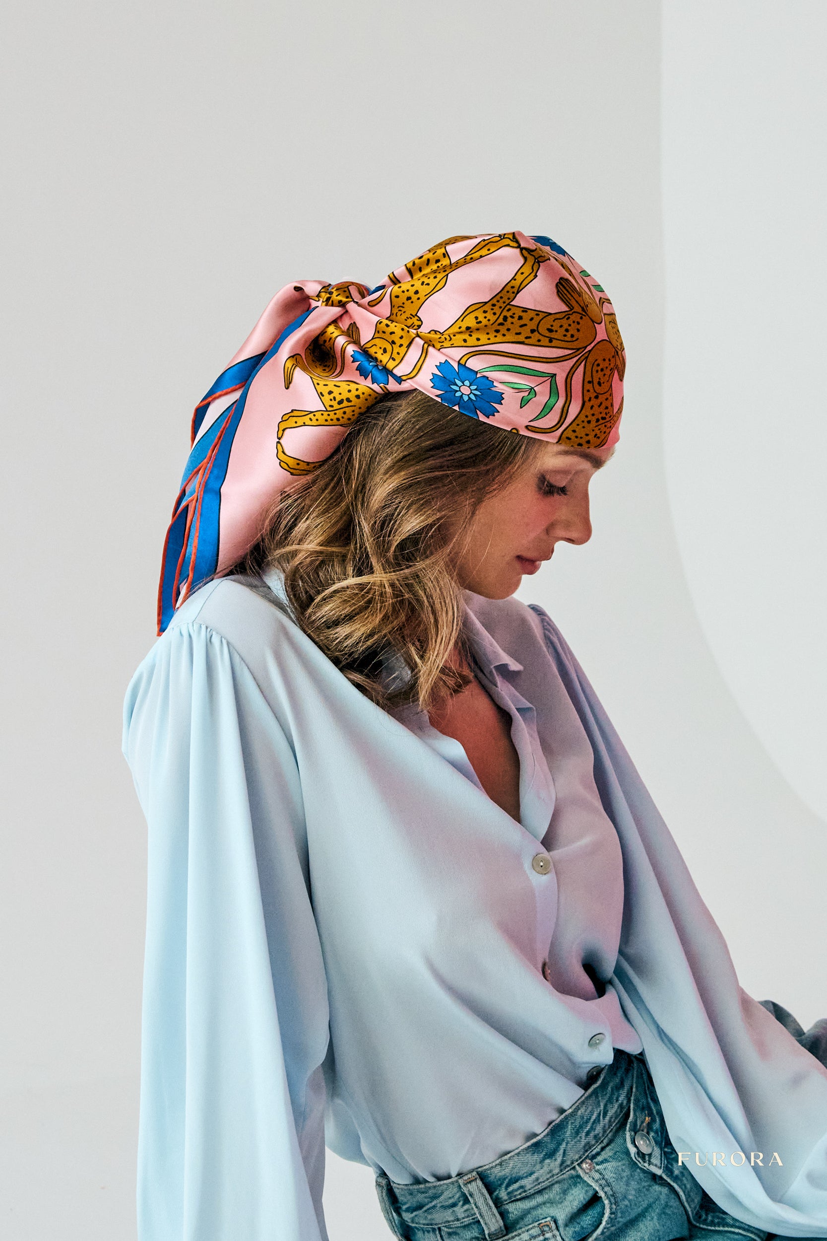 Iris silk scarf