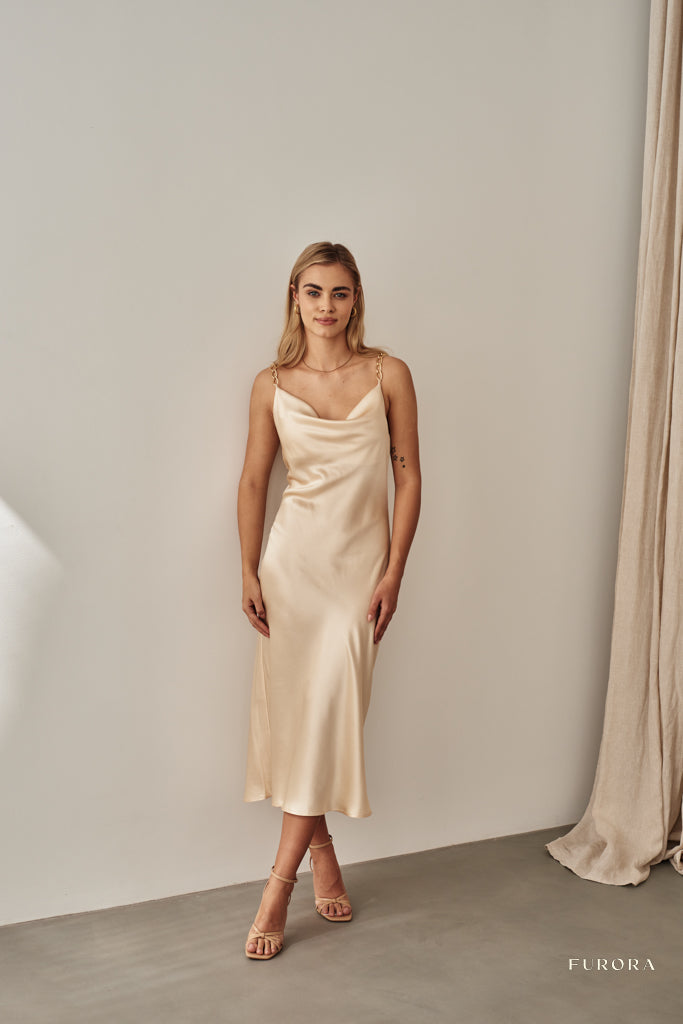 Jedwabna Sukienka Margot Champagne