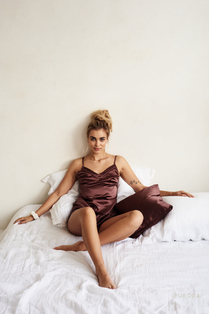 Jedwabna Piżama Noemie Marron