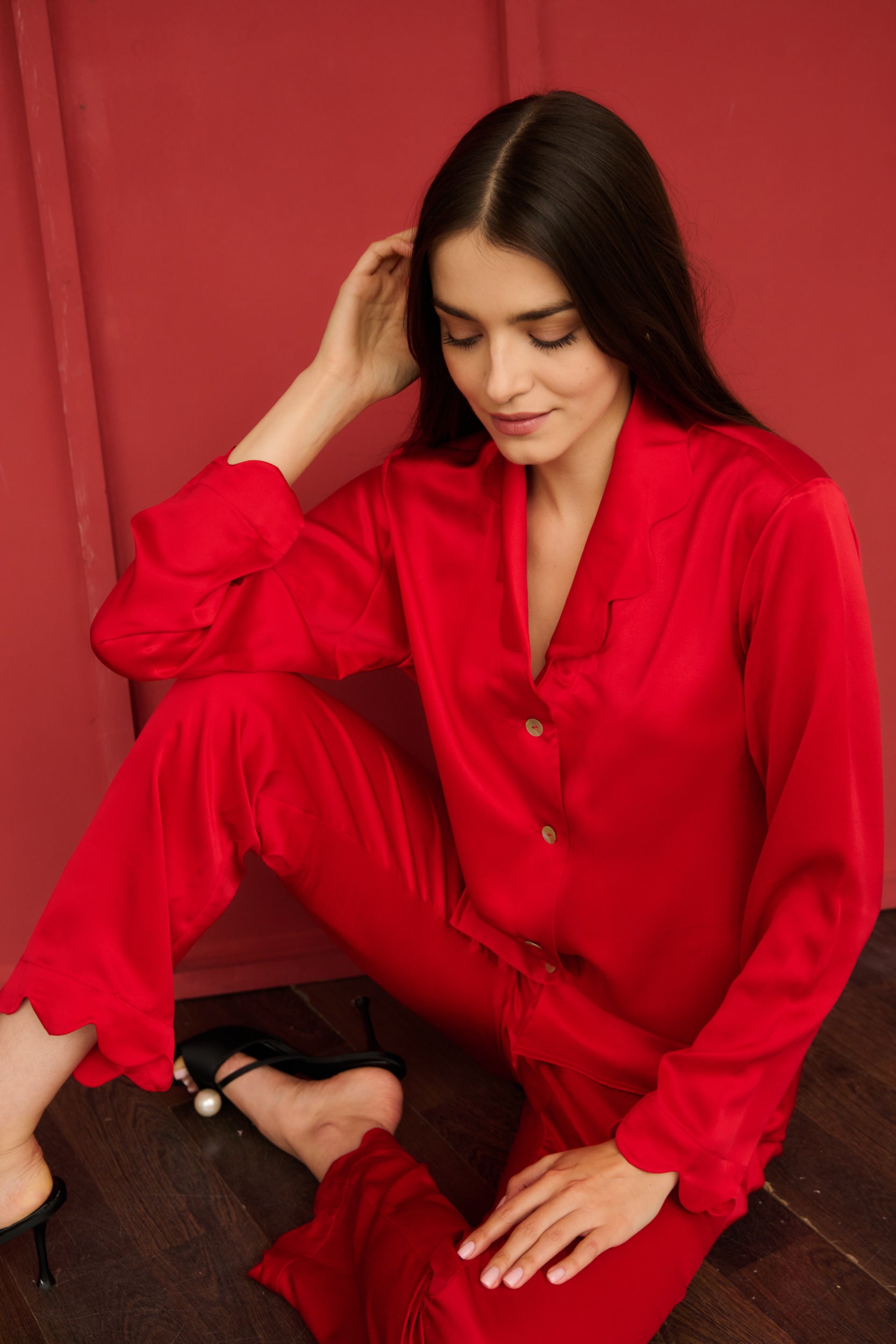 Jedwabne spodnie Emma Rouge