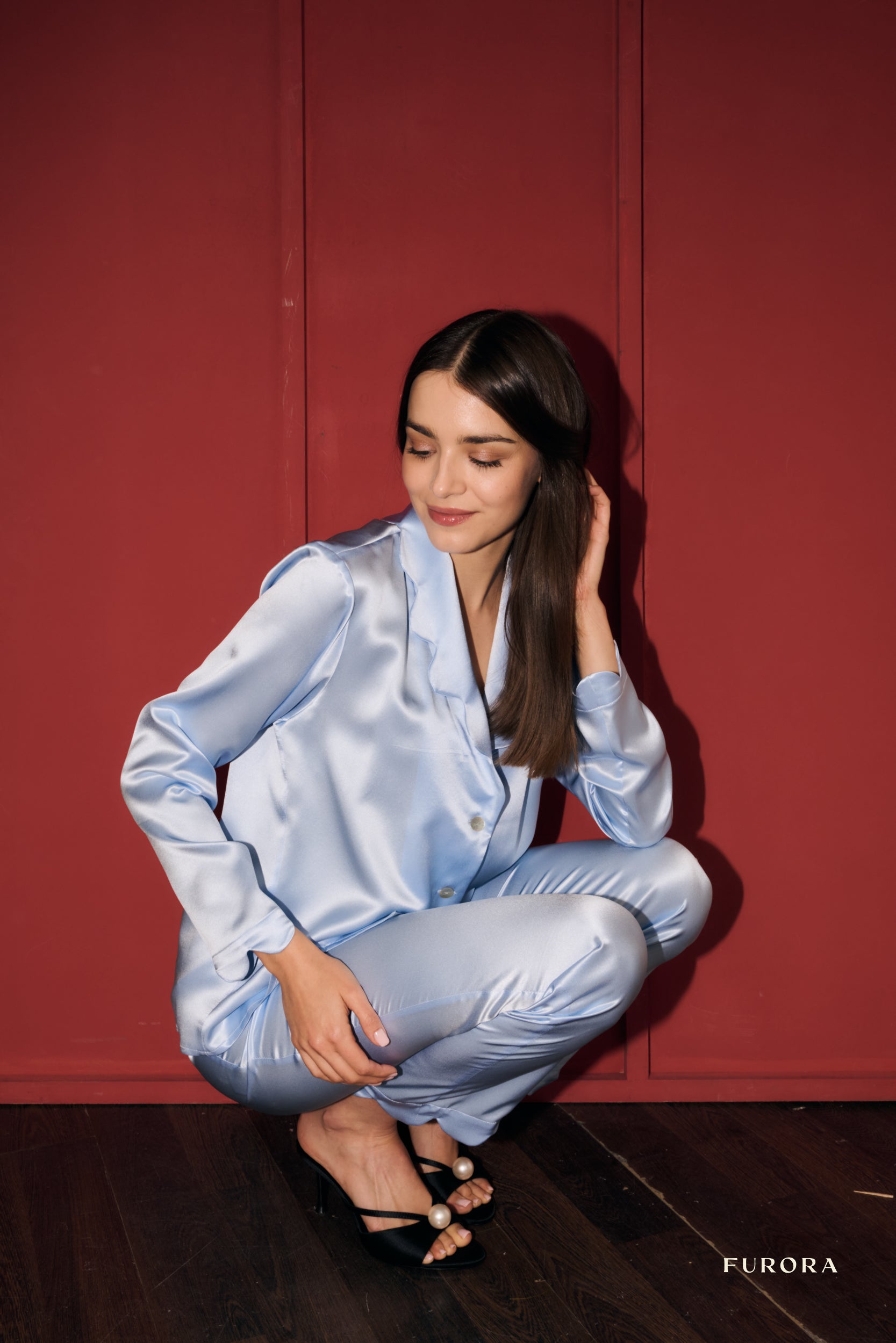 Jedwabna Koszula Emma Azure