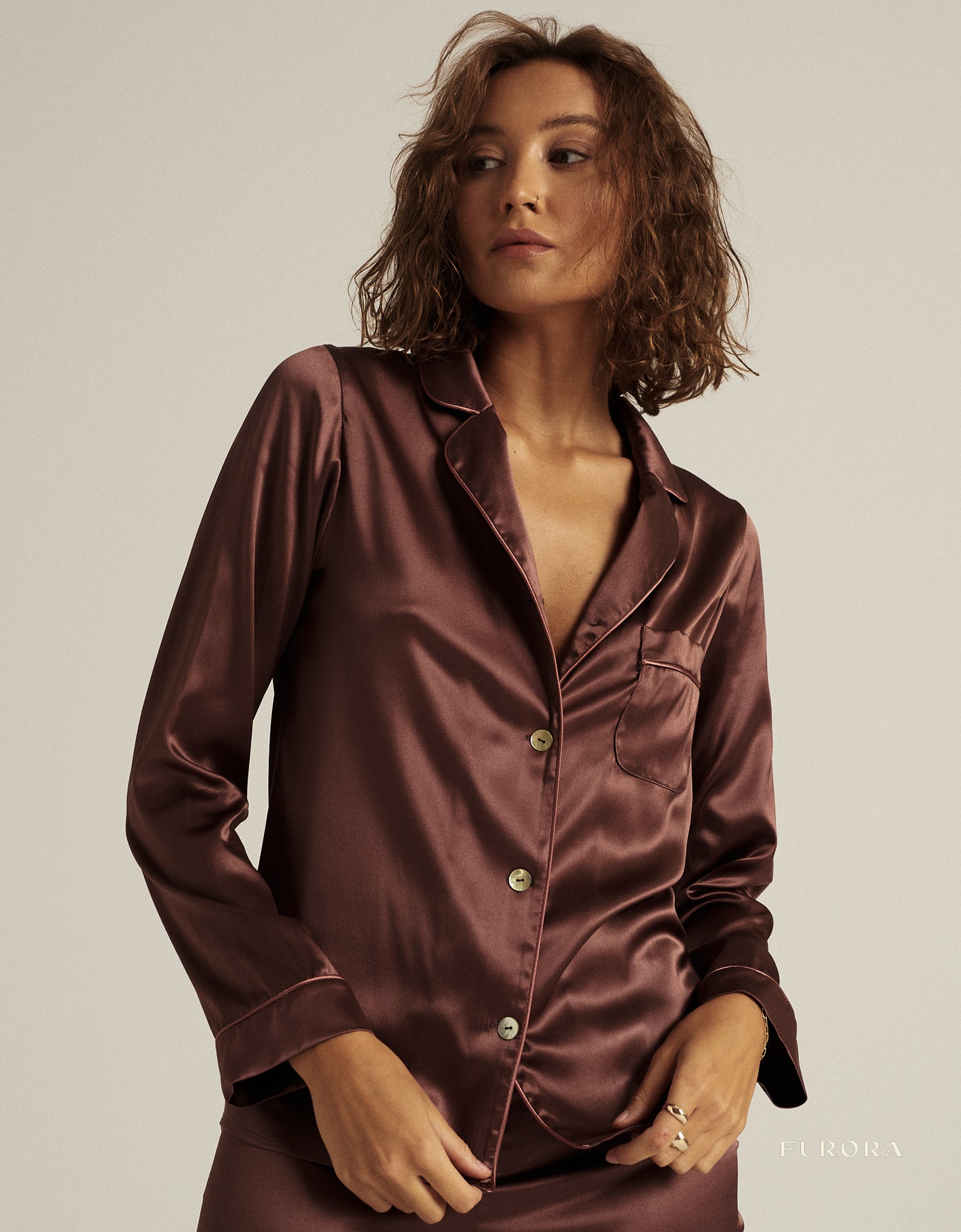 Jedwabna Piżama Aurora Marron