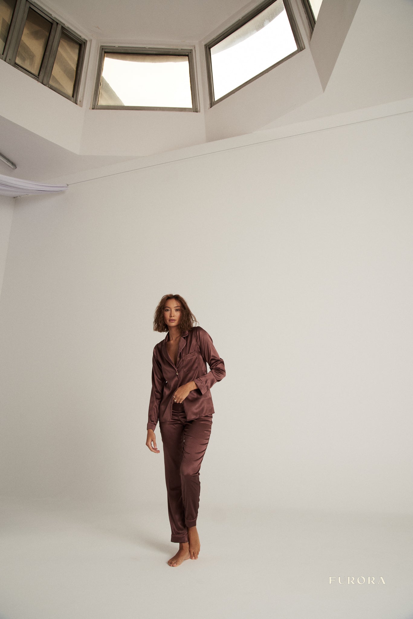 Jedwabna Piżama Aurora Marron