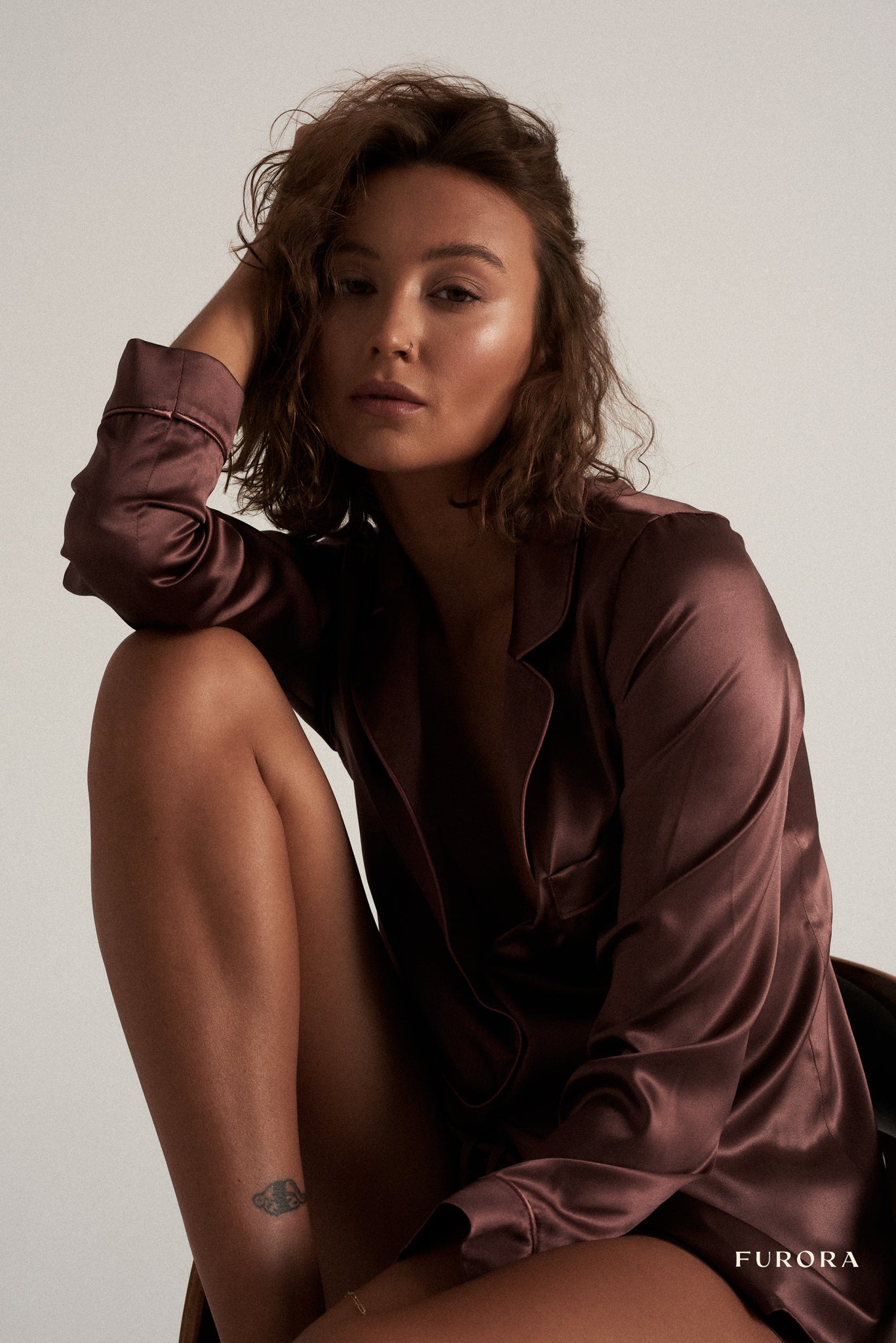 Jedwabna Piżama Jeanne Marron