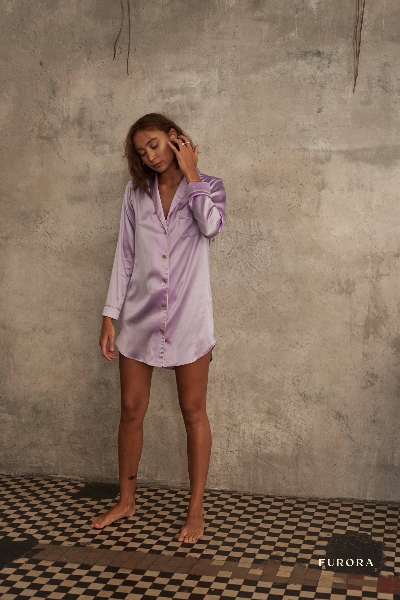 Jedwabna Koszula Suzette Lilac