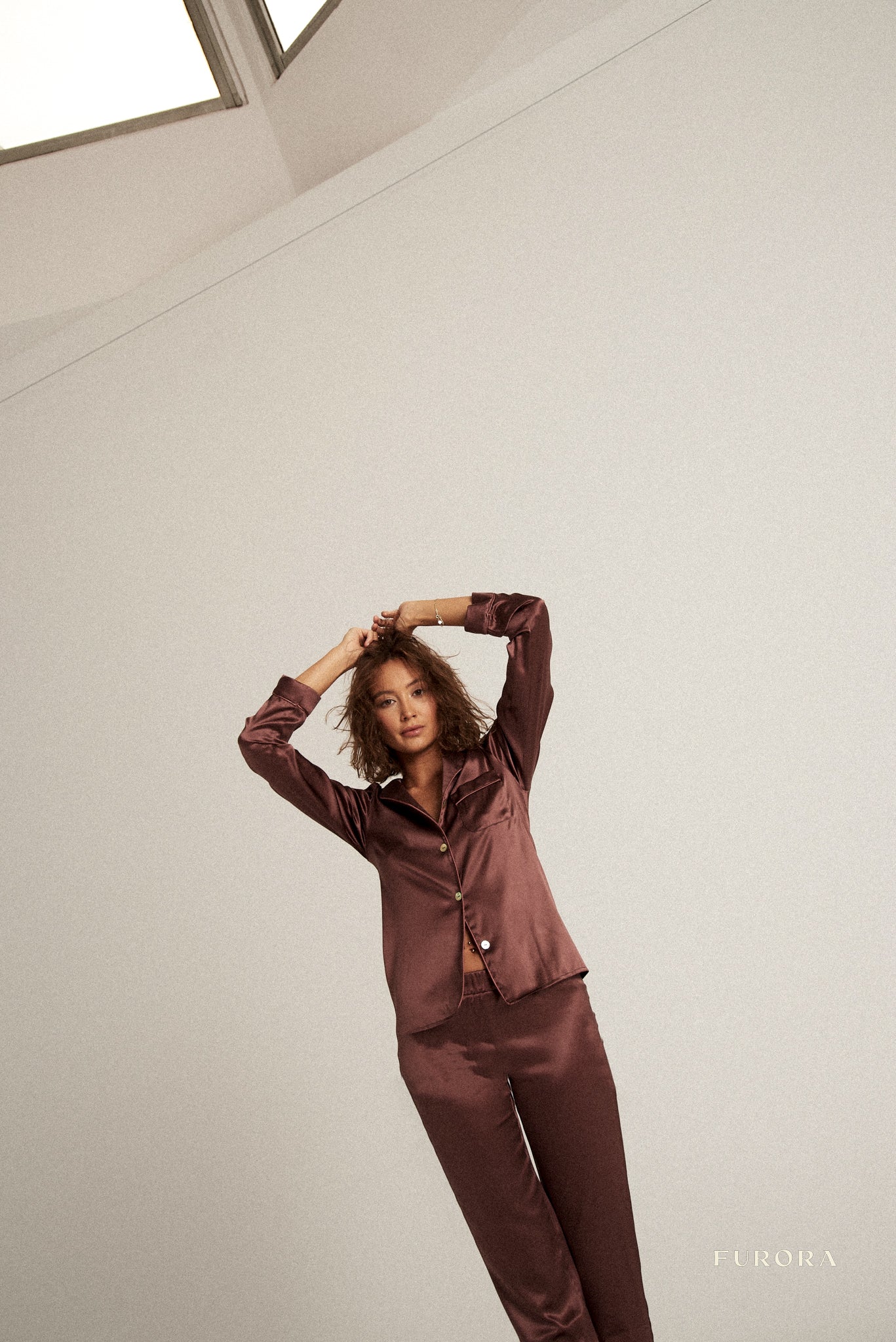 Jedwabna Piżama Aurora Marron