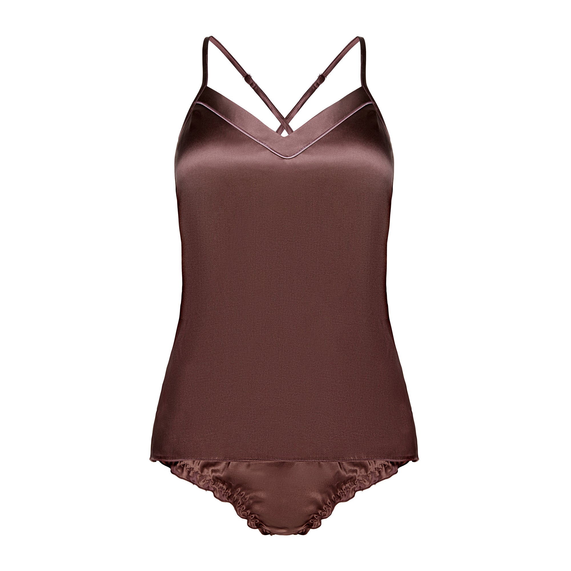 Jedwabny Komplet Bielizny Isabelle Marron