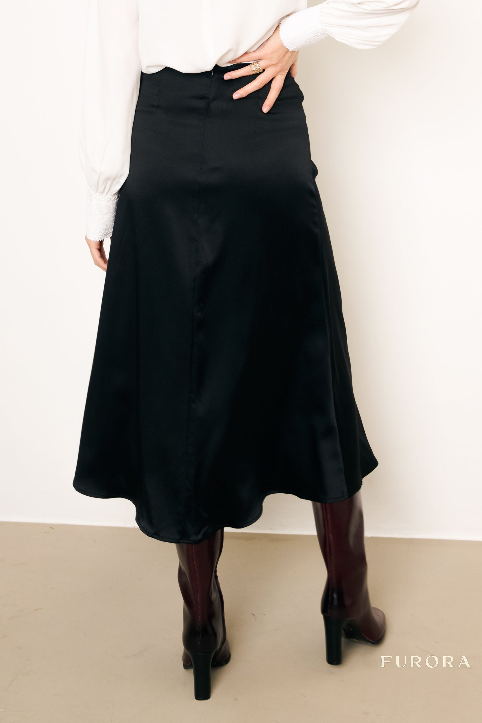 Louise Noir Silk Skirt