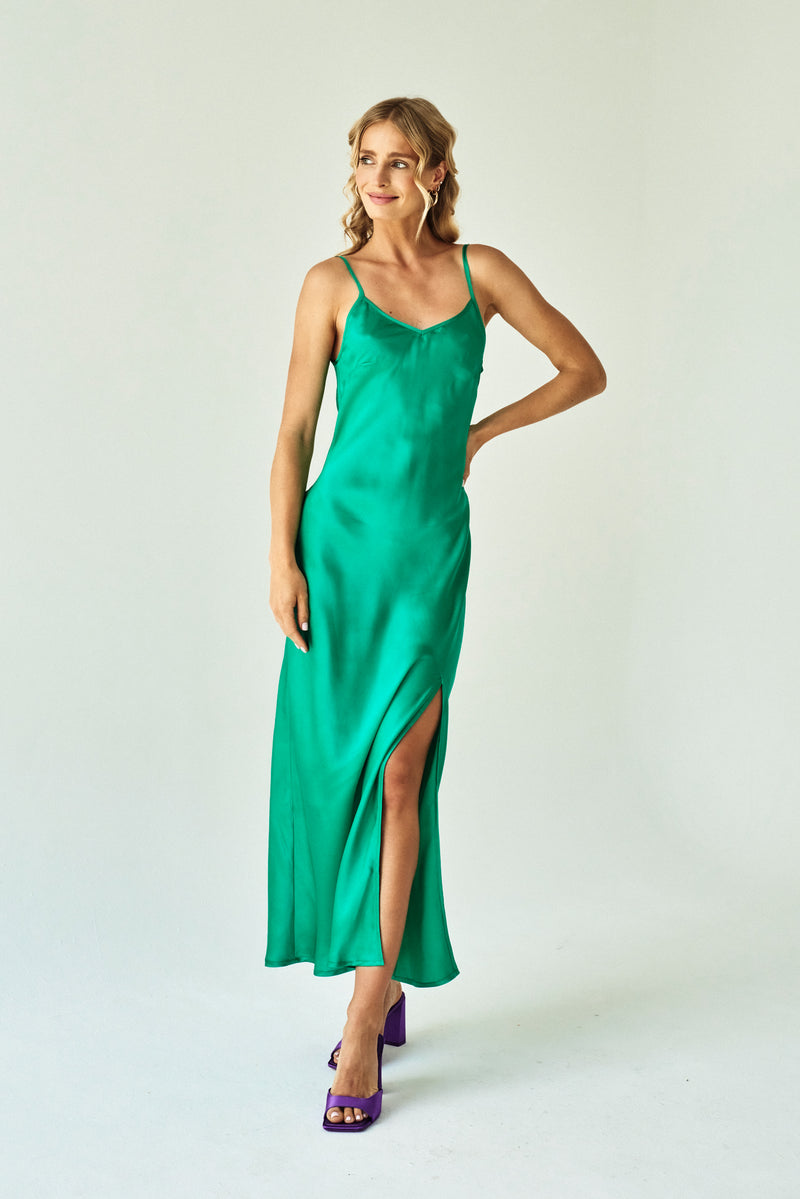 Daphne Vert Silk Dress