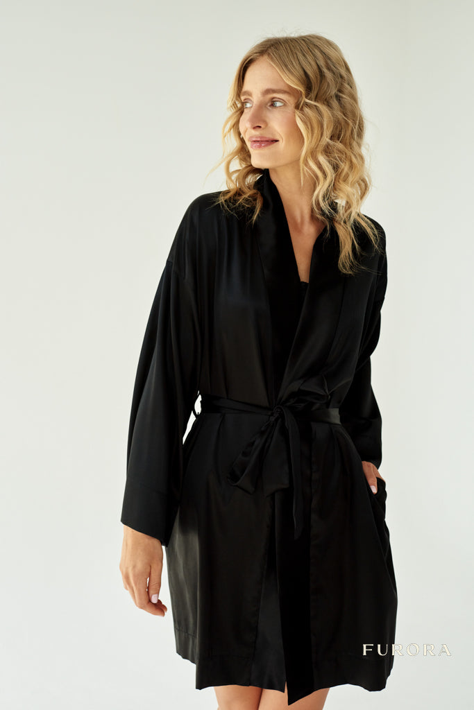 Jedwabne Kimono Élodie Noir