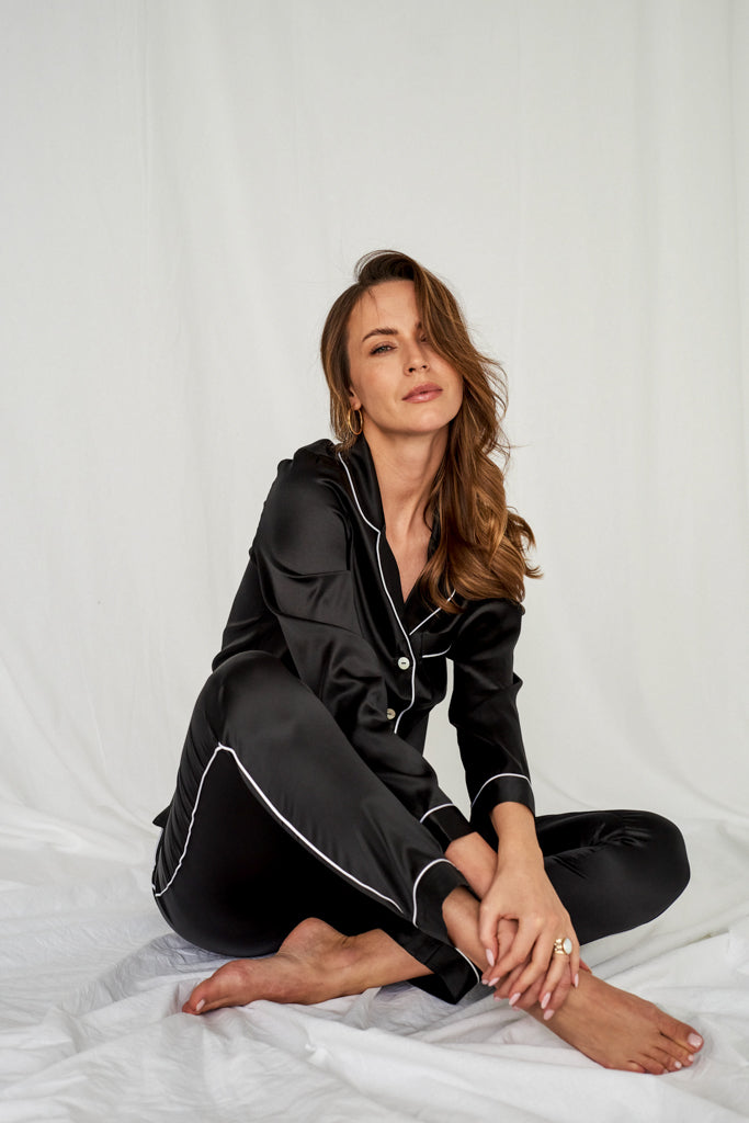 Aurora Noir Silk Pajamas