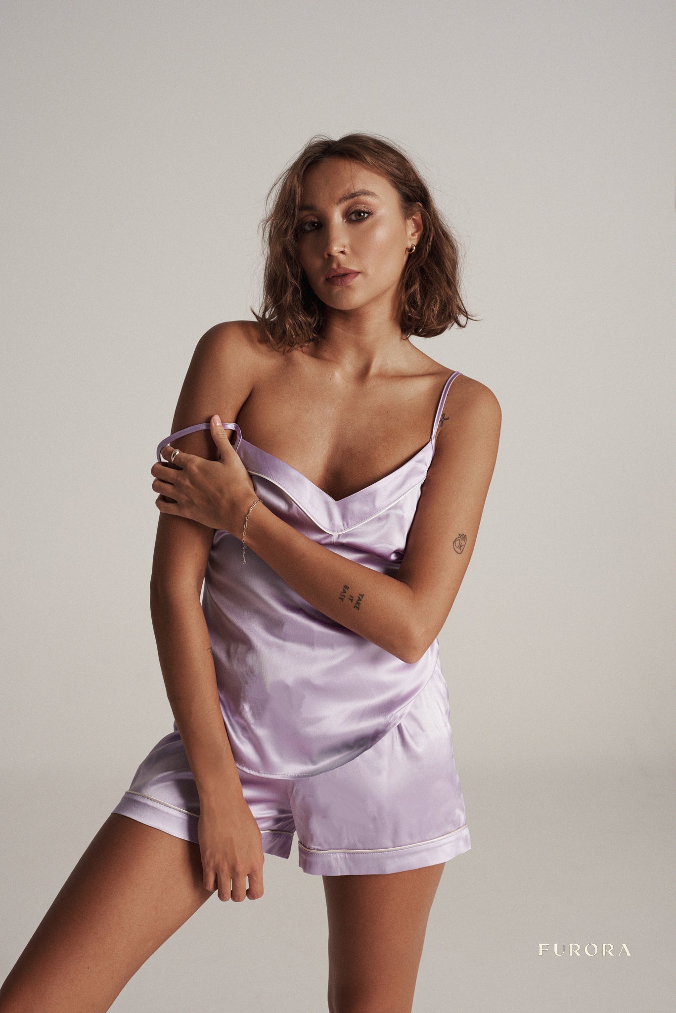 Noemie Lilac Silk Pajamas